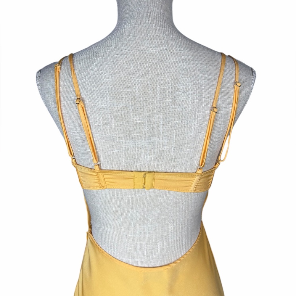 Meshki Yellow Lemon Joslyn Lace Satin Slip Mini Dress - Picture 7 of 12
